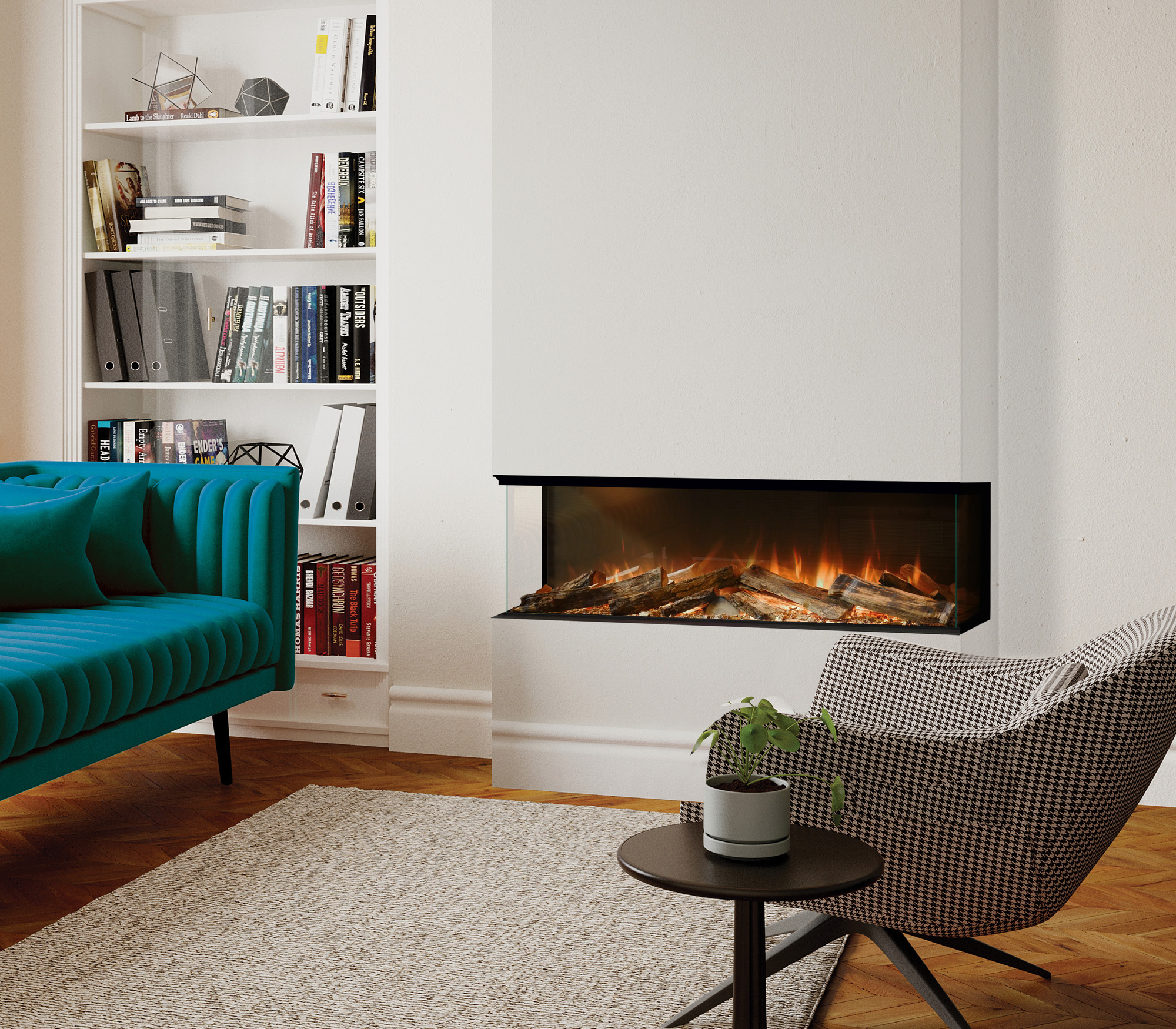 Evonic E-Lectra 1250 electric fire with LED flames and realistic log set