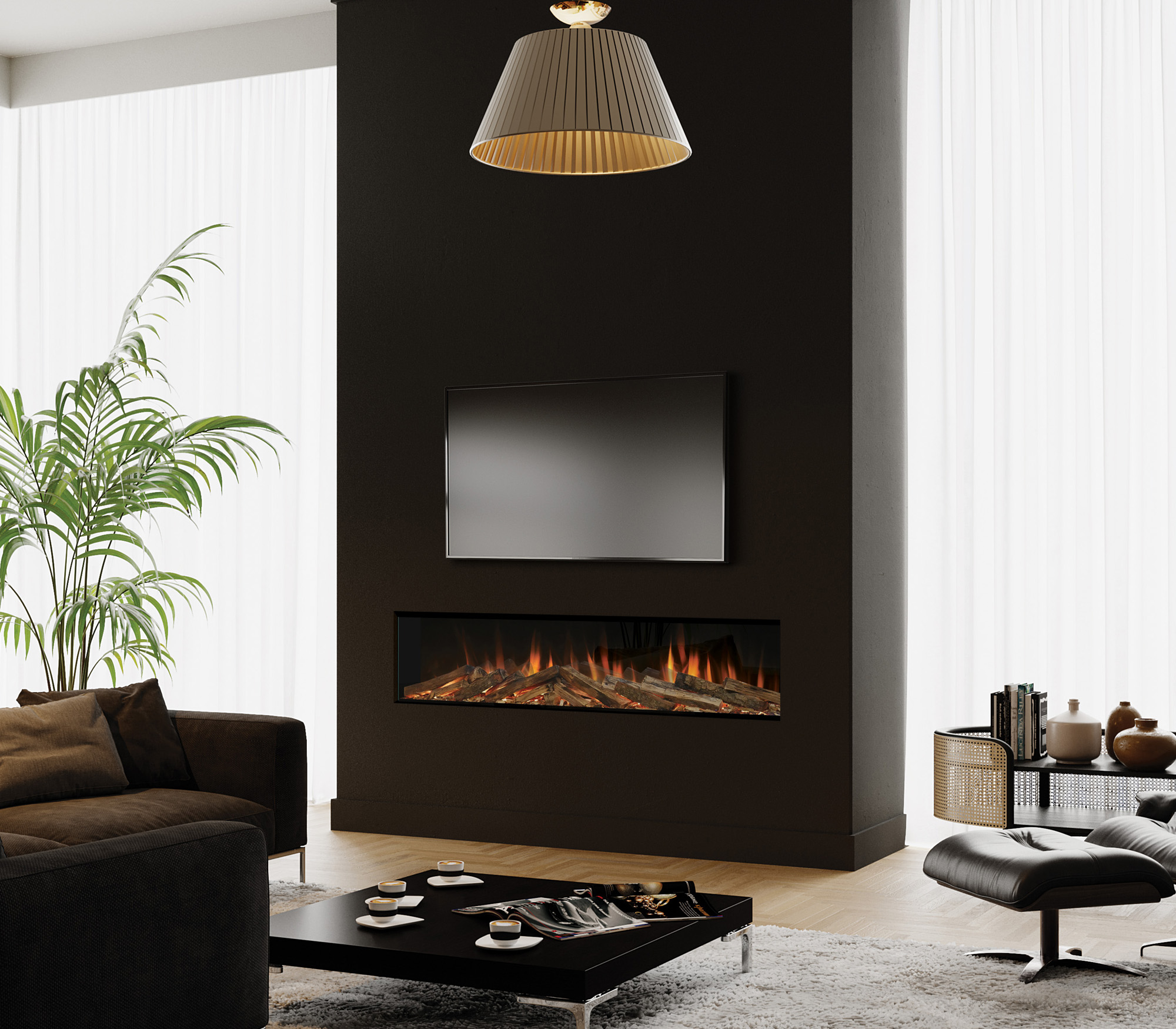 Evonic E-Lectra 1800 electric fire with LED flames and realistic log set